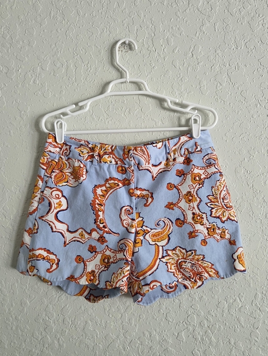 J Mclaughlin Pants - J McLaughlin Blue Orange Paisley Scallop Hem Stretchy Summer Shorts